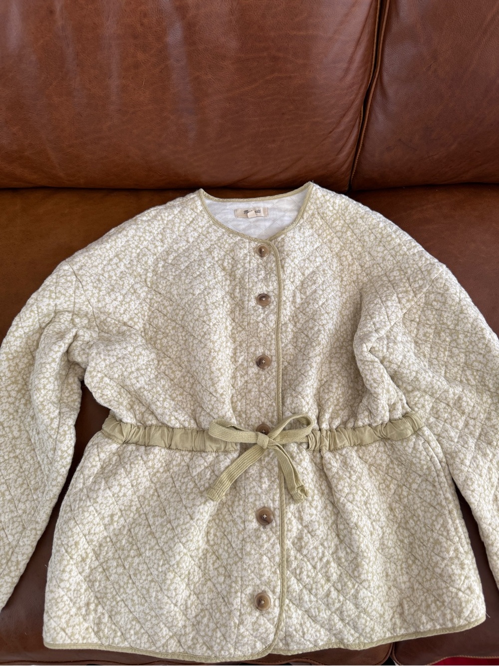 Madewell Cream Quilted Drawstring-Waist Jacket